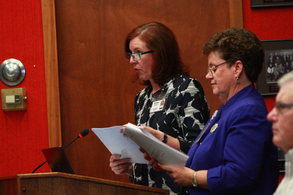 <p>Kingston Health Sciences Centre vice-president of missions, strategy, and communication Elizabeth Bardon and University Hospitals Kingston Foundation president Denise Cumming outline the Kingston hospitals project for councillors. (Chad Ibbotson/Gazette staff)</p>
