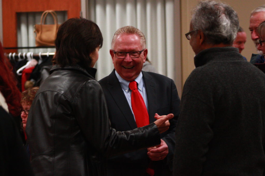 <p>County Mayor and Ontario Liberal candidate Robert Quaiff welcomes visitors during Saturday’s nomination ceremony. (Chad Ibbotson/Gazette staff)</p>
