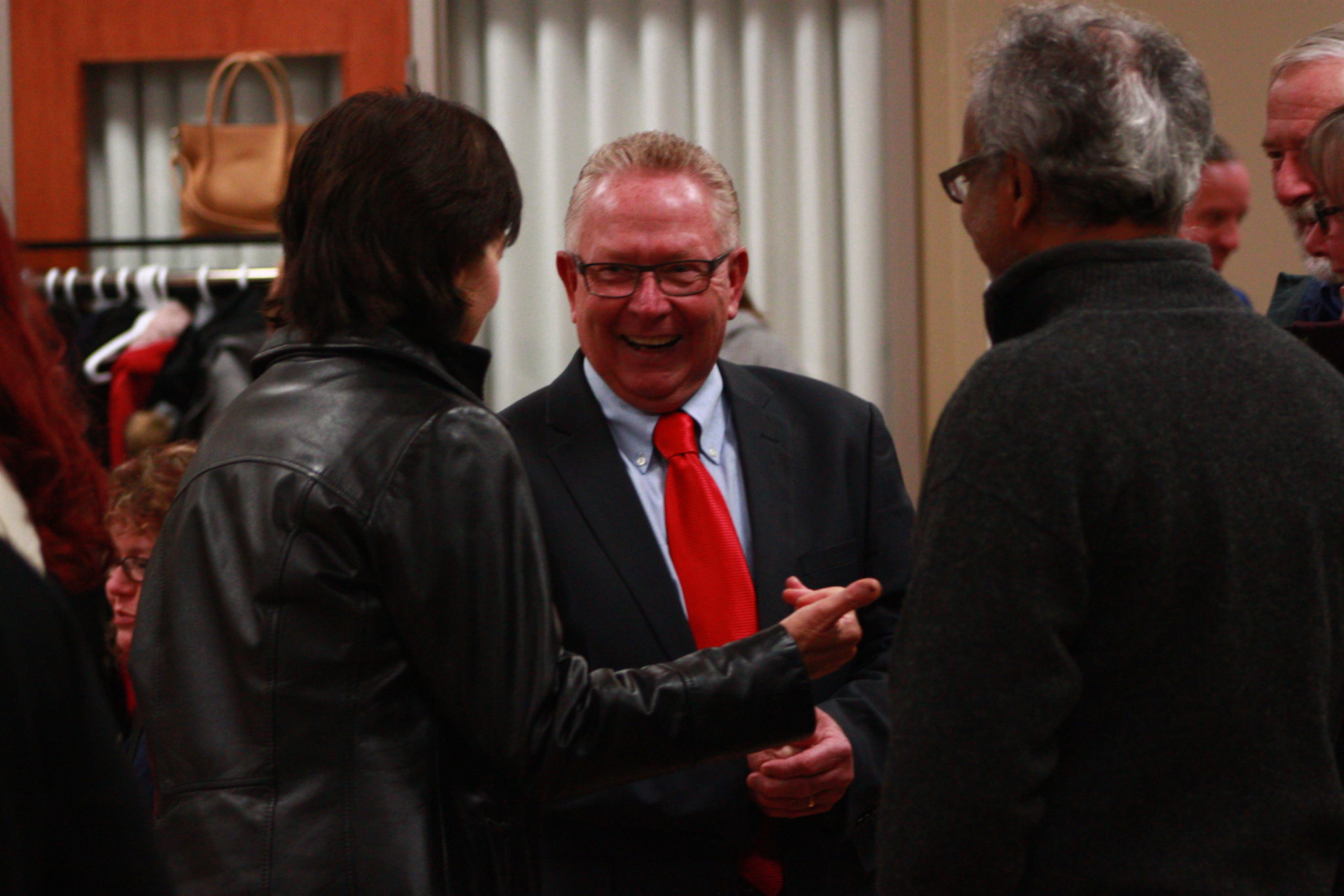 <p>County Mayor and Ontario Liberal candidate Robert Quaiff welcomes visitors during Saturday’s nomination ceremony. (Chad Ibbotson/Gazette staff)</p>
