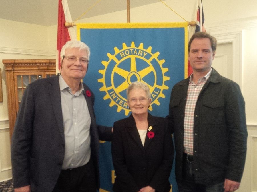 <p>From left, Handicap International Canada (HIC) secretary and past president Colin Newhouse, Picton Rotary president Sandy Latchford, and HIC ambassador Anthony Lemke. (Submitted photo)</p>
