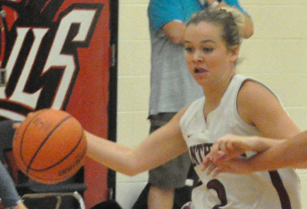 <p>Standout effort – Grade 11 guard Mikayla Leavitt, pictured here earlier in the season at Bayside, gave the PECI Senior Basketball Panthers a big night against the St. Theresa Titans last Wednesday, scoring 17 points to lift them to an important late-season victory. (Adam Bramburger/Gazette staff)</p>
