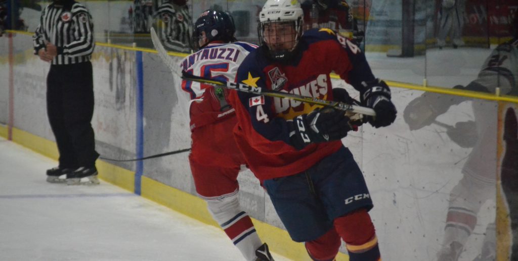 <p>GETTING A SHOT- Wellington Duke forward Eric Uba has committed to the Flint Firebirds of the Ontario Hockey League and will be suiting up for the Major Junior club over the next three games. (Jason Parks/Gazette Staff)</p>
