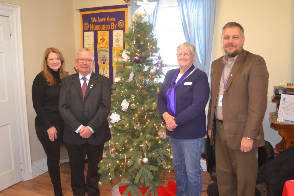 <p>WITH THANKS- (Left) Children’s Foundation Executive Director Connie Reid, Prince Edward County Mayor Robert Quaiff and (Right) Highland Shores Children’s Aid Executive Director Mark Kartusch thanked Angel Tree Campaign organizer Sue Rose and her volunteer team for their continued efforts ensuring local children aren’t forgotten at Christmas. (Jason Parks/Picton Gazette)</p>
