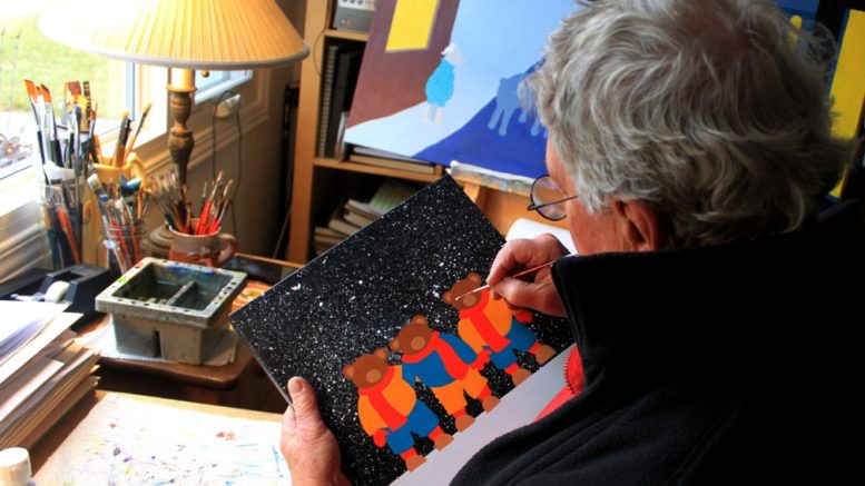 <p>THE WHITE STUFF- Prince Edward County artist Terry Culbert works on his piece Dreaming of a White Christmas. This selection and several others by fellow local artists are on sale at Arts on Main in support of Alternatives for Women. (Submitted Photo)</p>
