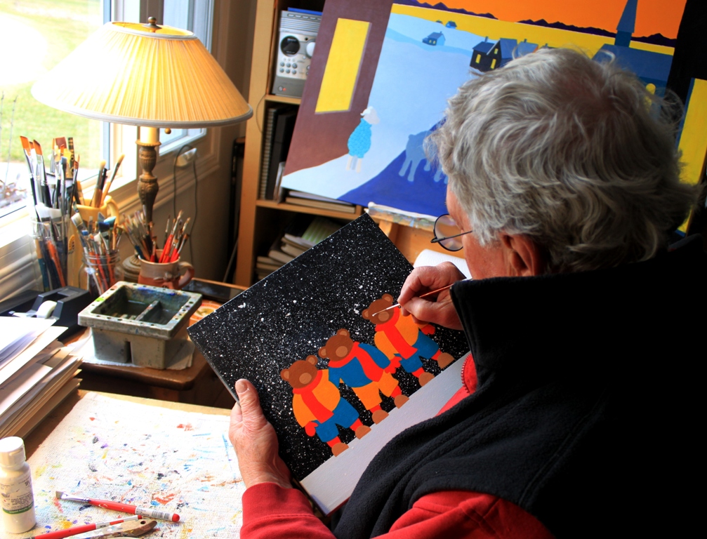 <p>THE WHITE STUFF- Prince Edward County artist Terry Culbert works on his piece Dreaming of a White Christmas. This selection and several others by fellow local artists are on sale at Arts on Main in support of Alternatives for Women. (Submitted Photo)</p>
