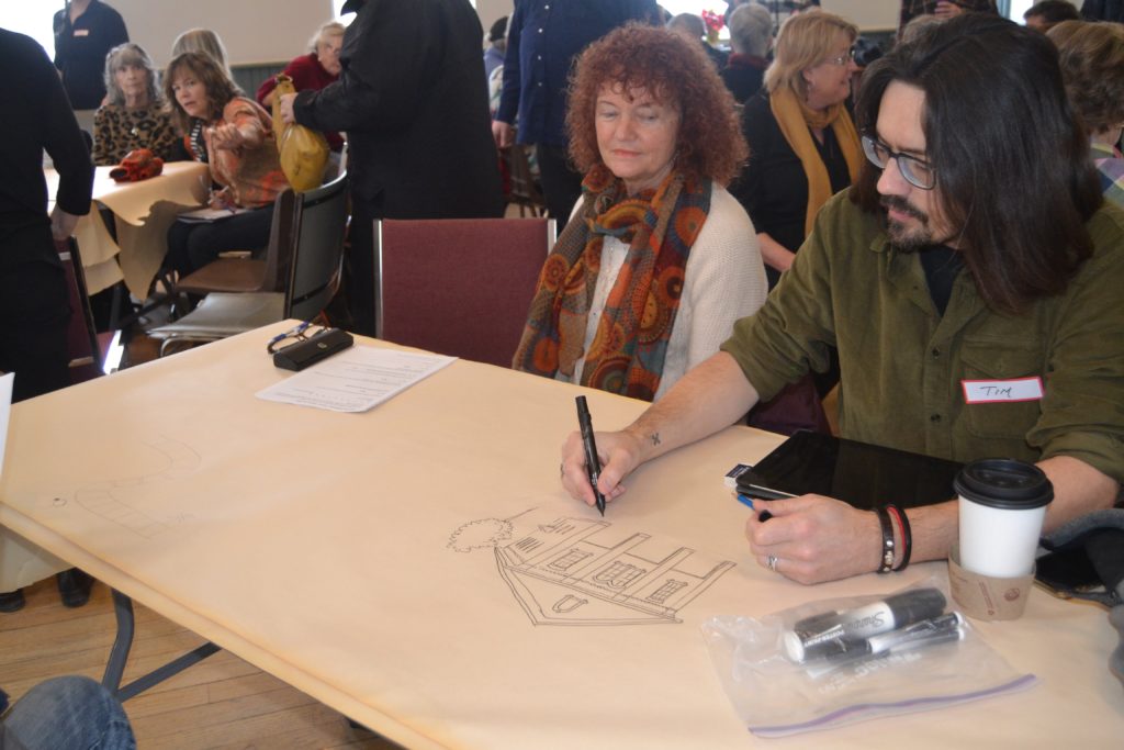 <p>HAVING A VISION- Local artist Tim Snyder draws a representation of Picton Town Hall during a Community Visioning session in January of 2018. (Jason Parks/Gazette Staff)</p>
