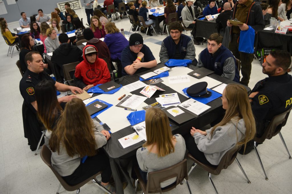 <p>ALL EARS- Over 120 regional secondary students and 35 employers gathered at Rotary Club of Picton Hall on Thursday to meet with one another and speak about student employment. (Jason Parks/Gazette Staff)</p>
