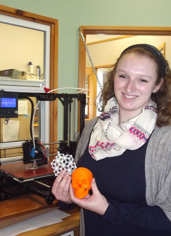 <p>Creation station – Julie Lane, the County Library’s  technology resource centre co-ordinator  stands in front of the Picton branch’s 3D printer with some examples of what the printer can create.  The library holds regular technology workshops.(Terry McNamee/For The Gazette)</p>
