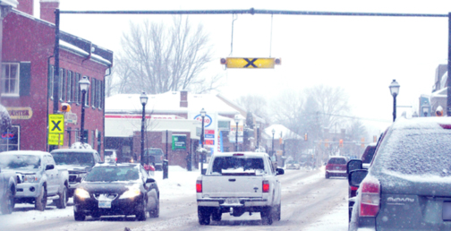 <p>Getting across &#8211; Prince Edward County will study appropriate locations for crosswalks in Bloomfield and Wellington rather than the villages because it has safe crosswalks like the one pictured above at Main and Elizabeth streets. (Adam Bramburger/Gazette staff)</p>
