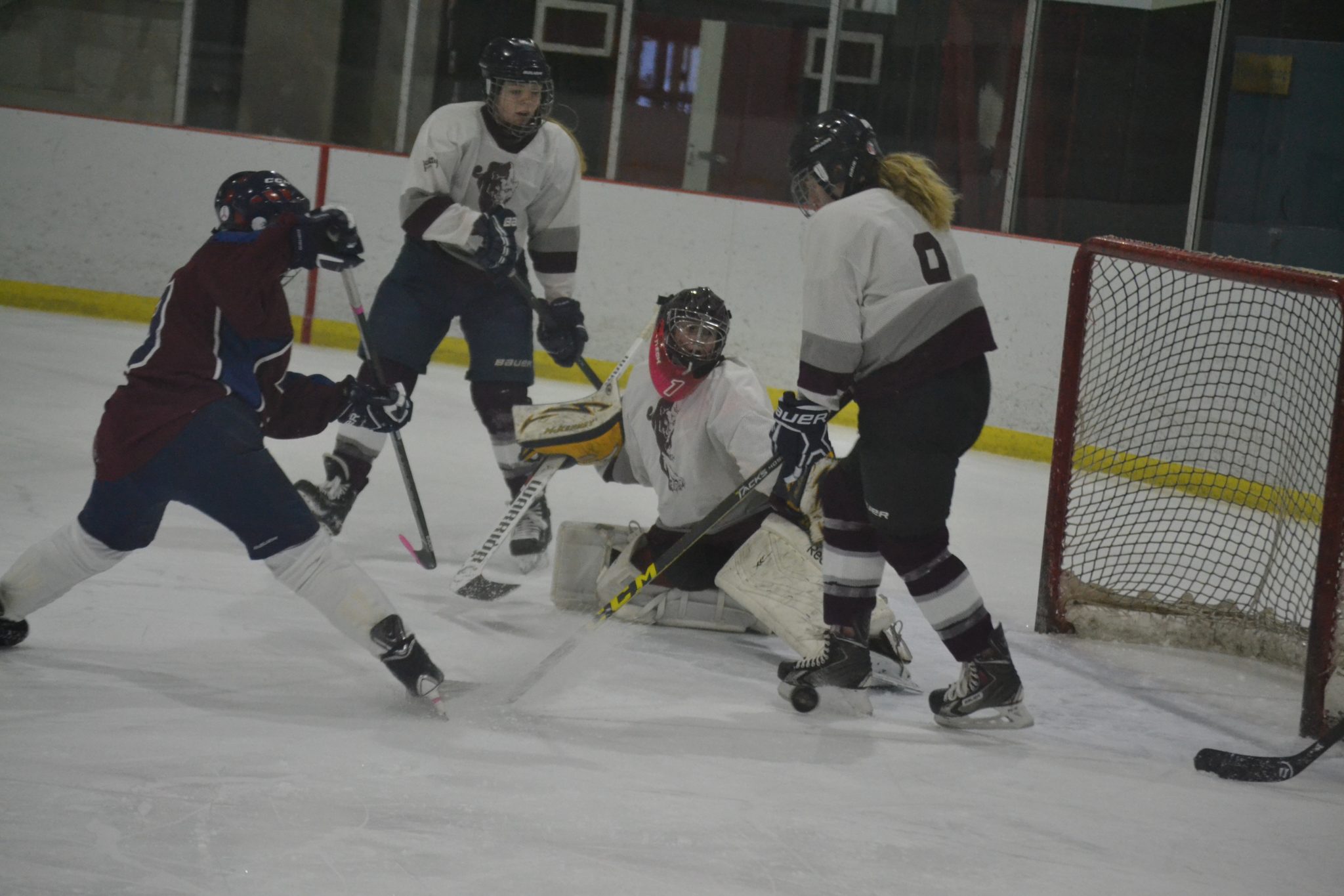 <p>SUPER STOP- PECI netminder Maddy Rowbotham stretches out to make a save during the Panthers 3-0 loss to St. Theresa on Tuesday. (Jason Parks/Gazette Staff)</p>
