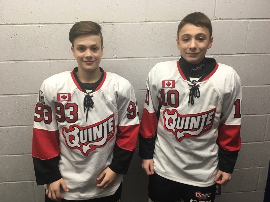 <p>GOOD DEEDS BY DEVILS- Ben Smith and Keenan Wiles are Prince Edward County natives playing for the Bonn Law Minor Pee Wee Quinte Red Devils this season. (Submitted Photo)</p>
