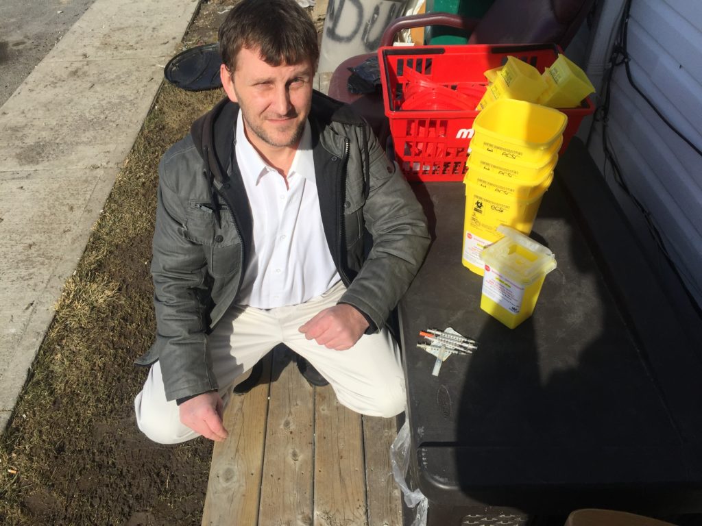 <p>STUCK IN THE SNOW- Picton’s Donnie Duffy is warning residents to be wary of discarded dirty needles that have been left on area roadsides and in parks. (Jason Parks/Gazette Staff)</p>
