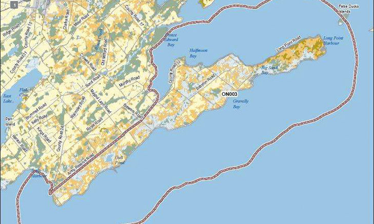 <p>The encircled area denotes the boundary of the south shore Important Bird Area. (Submitted photo)</p>
