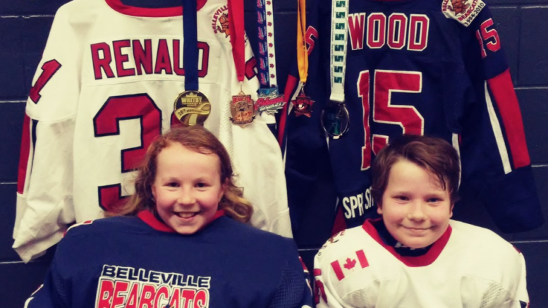 <p>BEARCATS ARE BEST- (From left) County natives Brylie Renaud and Taylor Wood are part of the 2017-18 Atom A Belleville Bearcats team that have won four tournaments so far this season. (Submitted Photo)</p>
