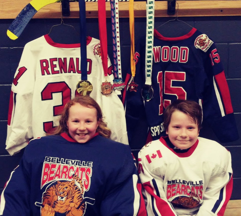 <p>BEARCATS ARE BEST- (From left) County natives Brylie Renaud and Taylor Wood are part of the 2017-18 Atom A Belleville Bearcats team that have won four tournaments so far this season. (Submitted Photo)</p>
