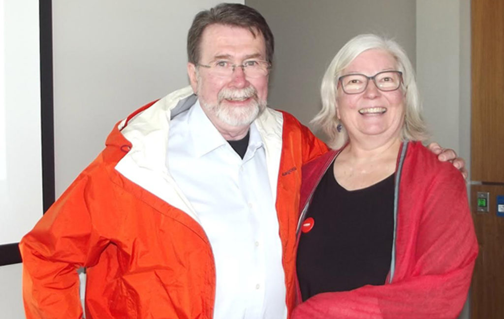 <p>Team orange – Joanne Belanger, right, of Quinte West will represent the NDP in the Bay of Quinte riding in the June provincial election. Joining her here is riding association president Merrill Stewart during a nomination meeting at the Trent Port Marina Sunday. (Terry McNamee/For The Gazette)</p>
