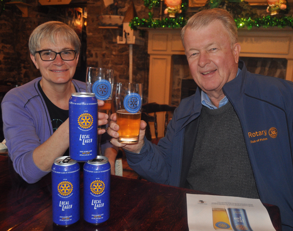 <p>Lager launch – Rotary Club of Picton president-elect Brenda Hellyer and past-president Rick Jones enjoy a pint of the new Rotary Local Lager at The Waring House Monday afternoon. (Adam Bramburger/Gazette staff)</p>
