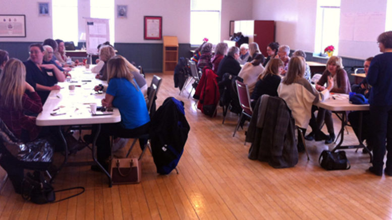<p>Pressing for progress – About 30 women attended a lunch-hour brainstorming session at Picton Town Hall organized by Alternatives for Women on International Women’s Day last Thursday. (Submitted photo)</p>
