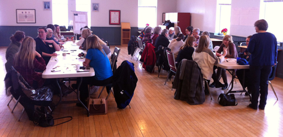 <p>Pressing for progress &#8211; About 30 women attended a lunch-hour brainstorming session at Picton Town Hall organized by Alternatives for Women on International Women’s Day last Thursday. (Submitted photo)</p>
