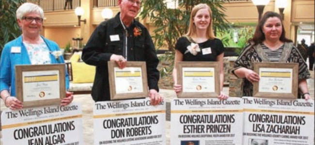 <p>Giving back – Jean Algar, Don Roberts, Esther Prinzen, and Lisa Zachariah were the 2017 winners of the Wellings of Picton PEC Volunteer Recognition Awards. Nominations are now open in four categories for 2018. (Jason Parks/Gazette staff)</p>
