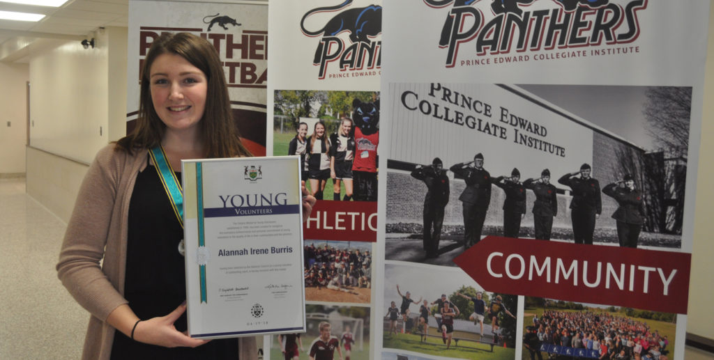 <p>Honoured helper – Alannah Burris was recognized for her giving with an Ontario Medal for Young Volunteers, which was presented in a special ceremony at Queen’s Park last week. (Adam Bramburger/Gazette staff)</p>
