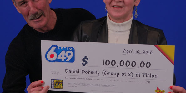 <p> Picton residents Daniel Doherty and Linda Crosby won $100,000 in the March 31 Lotto 6/49 draw after buying their ticket at Mac’s on Paul Street. There were 25 $100,000 awarded. (Submitted photo)</p>
