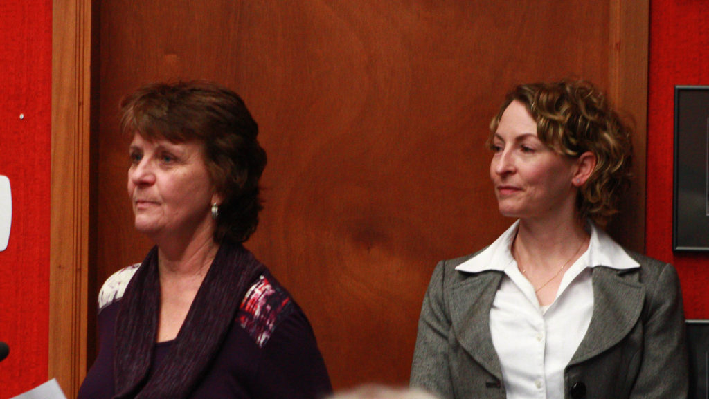 <p>Prince Edward County Memorial Hospital Foundation board chair Monica Alyea and executive director Penny Rolinski asked councillors to consider increasing the municipal commitment to the construction of a new hospital in April. (Chad Ibbotson/Gazette staff)</p>
