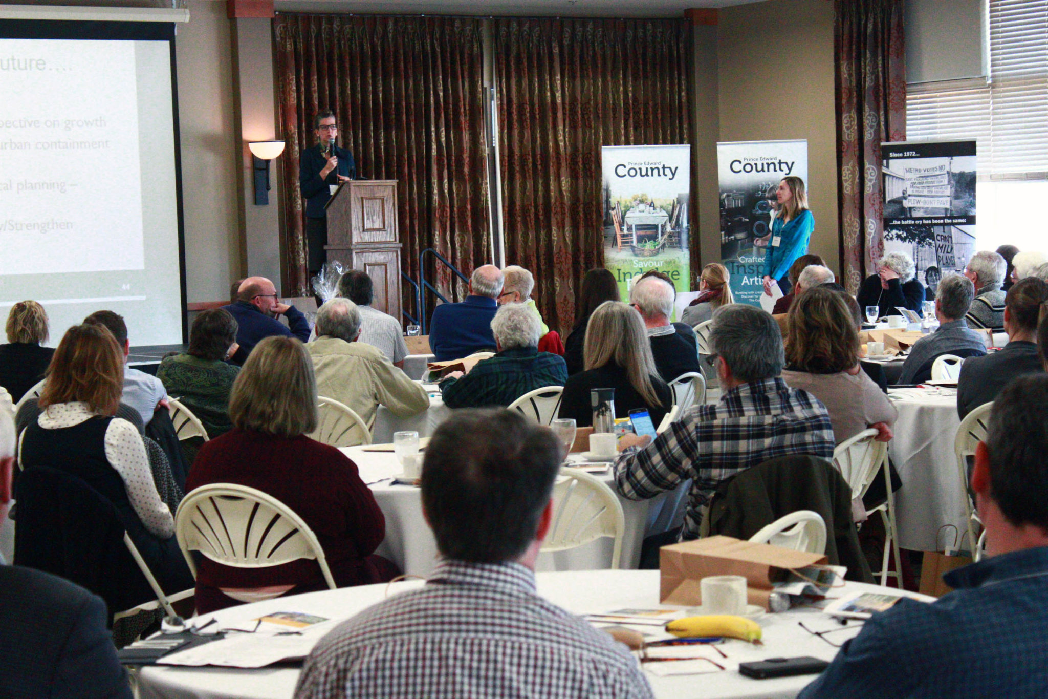 <p>British Columbia Agricultural Land Commission CEO Kim Grout was the keynote speaker at the Farmland Forum. She spoke at the Wellington and District Community Centre on Thursday, April 5. (Chad Ibbotson/Gazette staff)</p>
