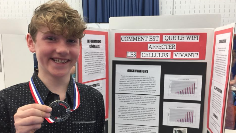 <p>Queen Elizabeth Public School student Spencer Dullard-Krizay took home a special award in the french immersion category for his project “Comment est-ce-que la WIFI affecte les cellules vivantes?” (Submitted photo)</p>
