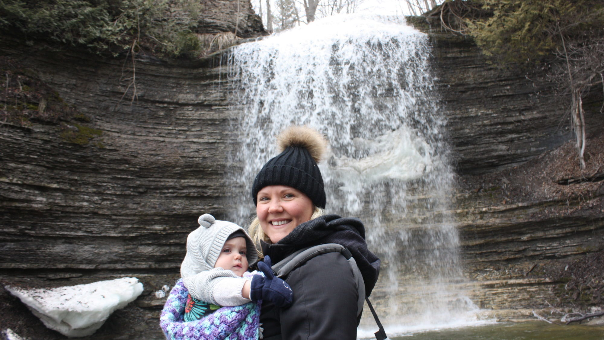 <p>CHASING WATERFALLS- Zoey Dawson and mom Anna Dawson&#8217;s at Jackson&#8217;s Falls during the 2018 Rotary Club of Picton Waterfalls Tour. (Jason Parks/Gazette Staff)</p>
