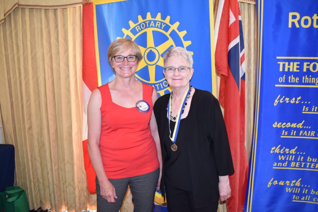 <p>INCOMING & OUTGOING- (Left) Incoming Rotary Club of Picton President Brenda Hellyer and past club President Sandy Latchford were feted at the local service group’s annual President’s Night dinner at Waring House on Tuesday evening. (Jason Parks/Gazette Staff)</p>
