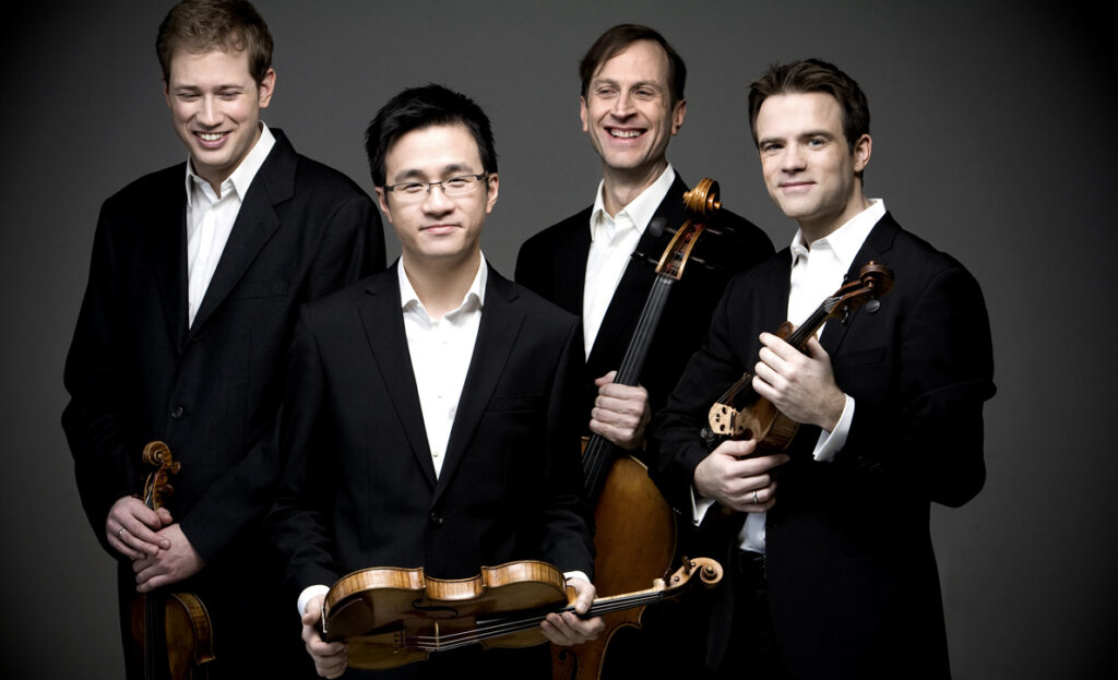 <p>Music makers – New Orford String Quartet members, from left: Jonathan Crow, Andrew Wan, Brian Manker, and Eric Nowlin were in Prince Edward County recently to perform and to announce the 2018 lineup for this September’s Prince Edward County Chamber Music Festival. (Alain Lefort photo)</p>
