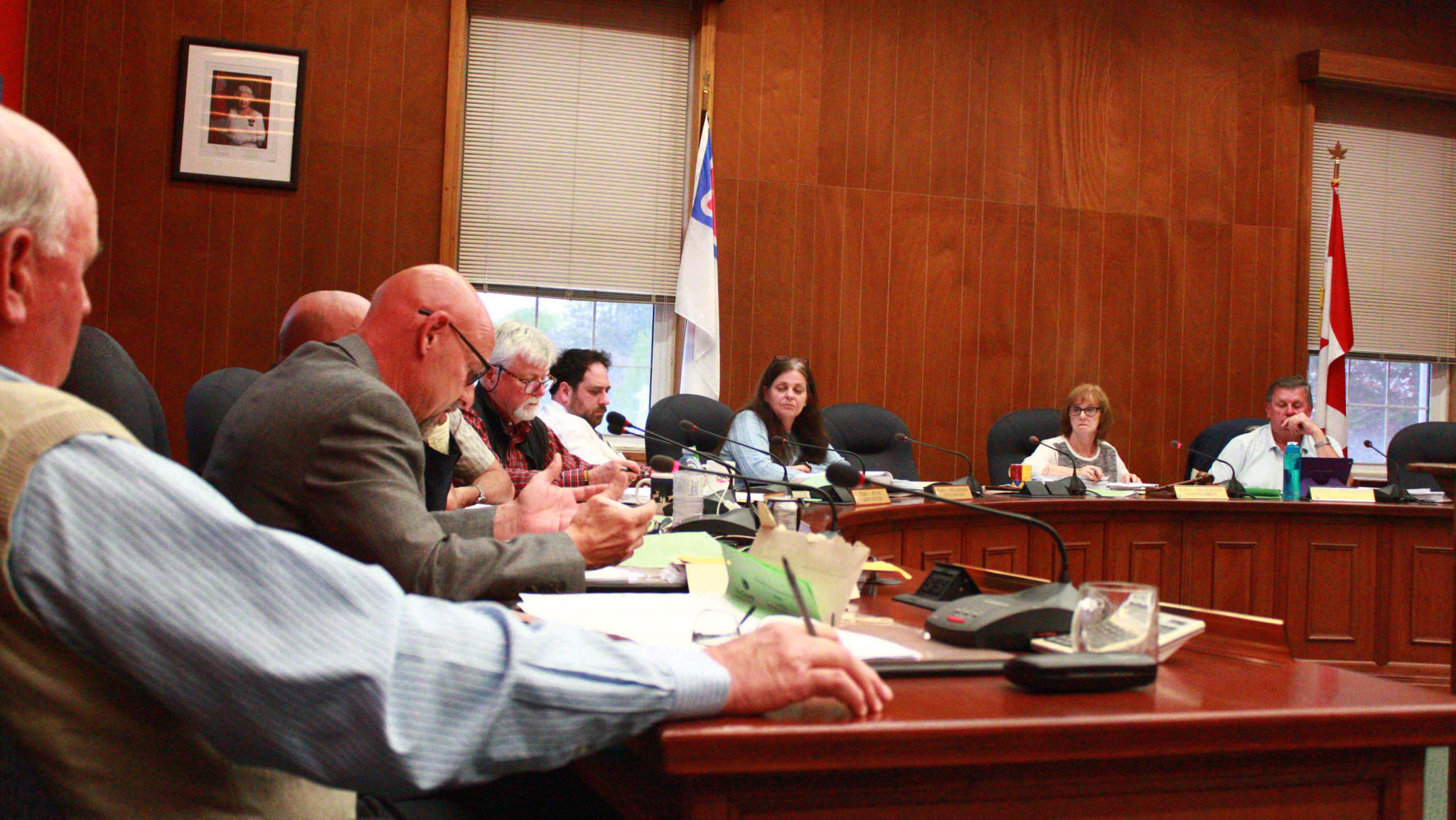 <p>Councillor Jamie Forrester speaks during council&#8217;s discussion on the creation of a non-share capital corporation on Tuesday. (Chad Ibbotson/Gazette staff)</p>
