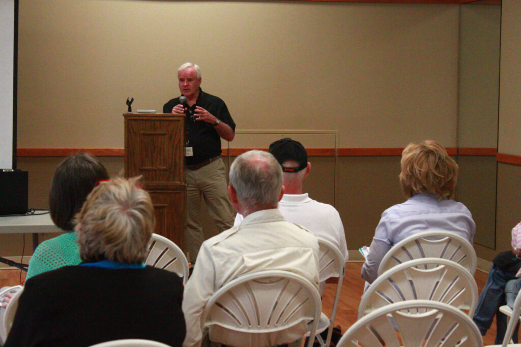 <p>Prince Edward Heritage Advisory Committee chair Peter Lockyer addresses the crowd at the 2017 Heritage Awards. (Chad Ibbotson/Gazette staff)</p>

