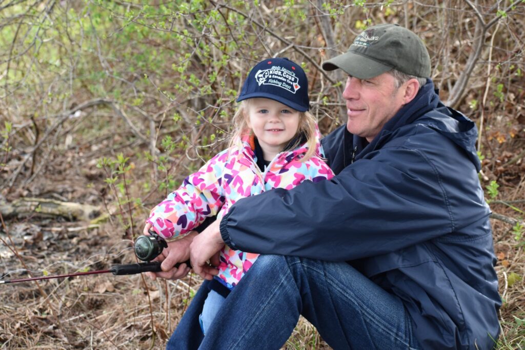 <p>LOOKING FOR THE BIG CATCH- Ilsa Nash and her grandfather Ted had a prime spot staked out at the annual Bloomfield/Hallowell Recreation Committee Kids Fishing Derby on Saturday at the Bloomfield Millpond. (Jason Parks/Gazette Staff)</p>
