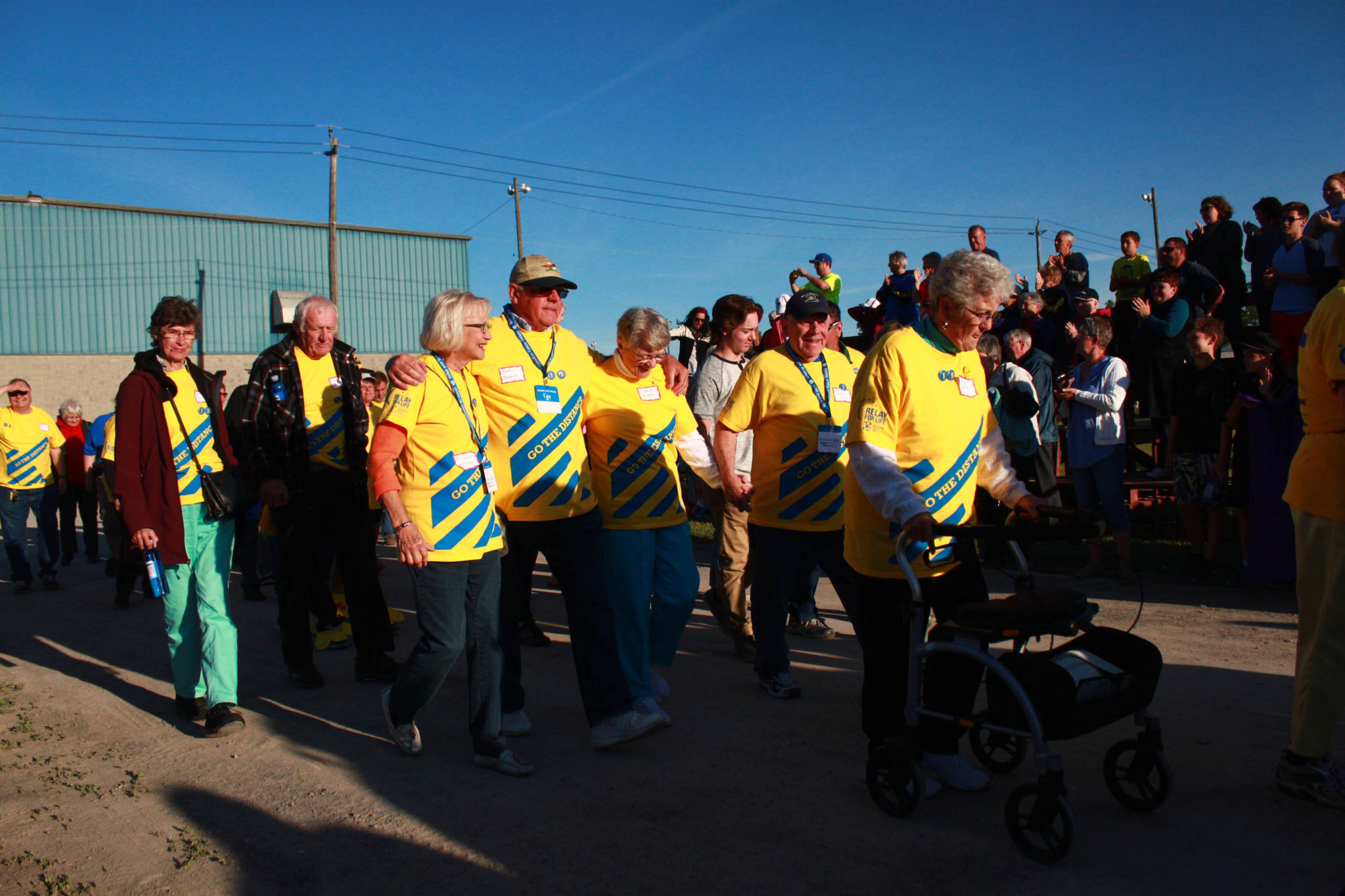 <p>Cancer survivors take the first lap during the 2016 Relay for Life. (Chad Ibbotson/Gazette staff)</p>
