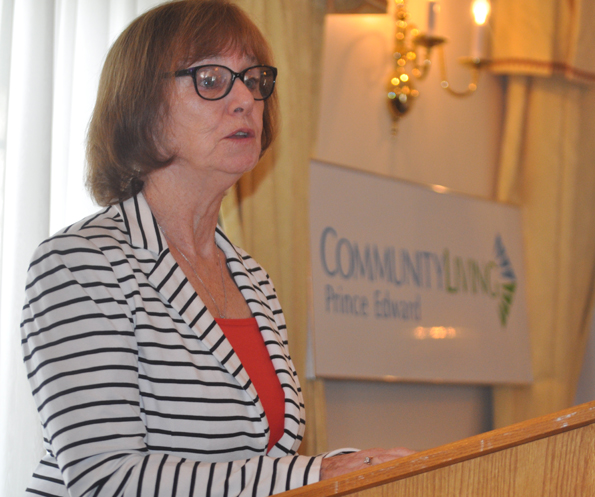 <p>Promoting inclusivity -Acting Mayor Dianne O’Brien officially declares May Community Living Month during the fourth annual CLPE Mayor’s Breakfast Tuesday morning. (Adam Bramburger/Gazette staff)</p>

