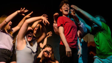 <p>In the spotlight – PECI Provers improv team member Julie Scott appeared to be the centre of attention during this scene at the Toast and Jam invitational tournament Thursday evening. (Mihal Zada photo)</p>

