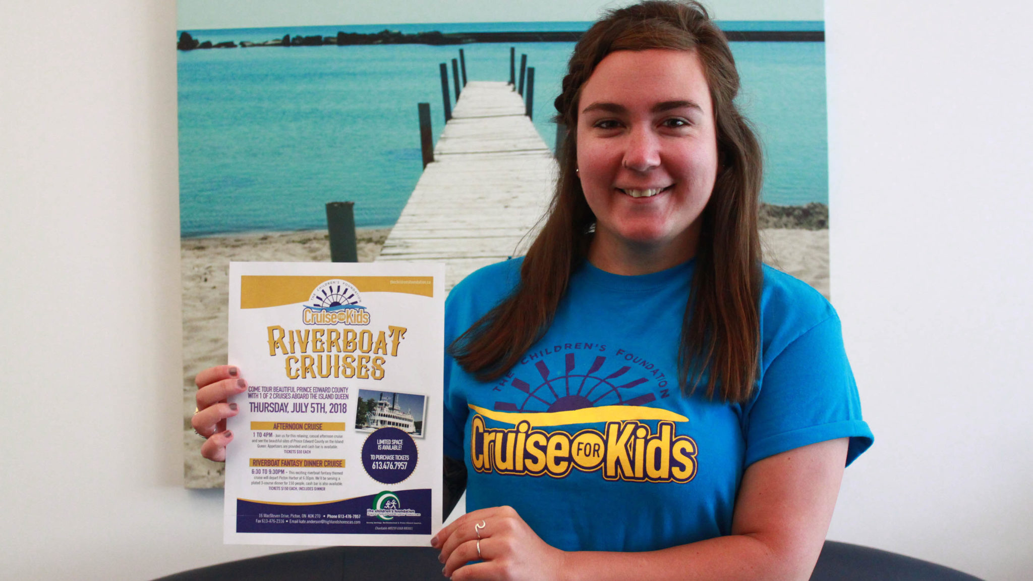 <p>The Children&#8217;s Foundation special events co-ordinator Kate Anderson is encouraging the public to take part in the third annual Cruise for Kids on July 5. There will be both an afternoon and dinner cruise aboard the Island Queen. The afternoon cruise takes place from 1–4 p.m. and includes sightseeing and appetizers at a cost of $50 per ticket. Later, a riverboat fantasy dinner cruise runs from 6:30 to 9:30 p.m. That includes a three-course dinner for 150 people. Tickets are $150 and there is a cash bar available. Proceeds support The Children&#8217;s Foundation&#8217;s programming. </p>
