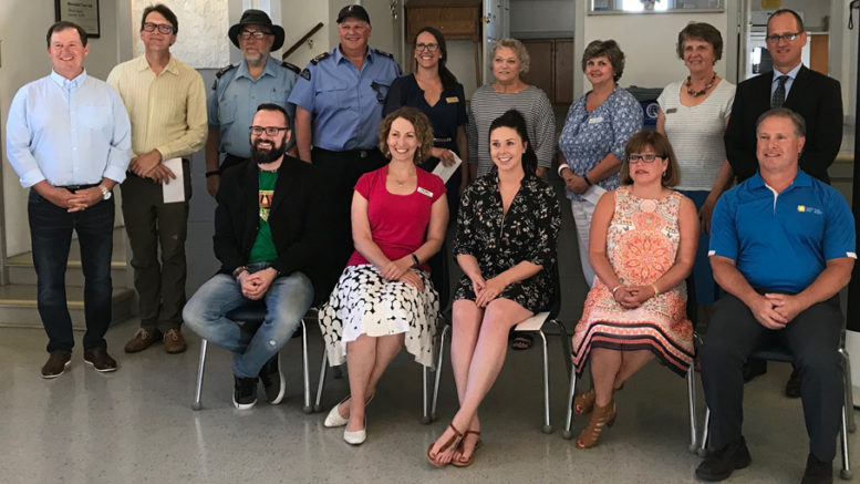 <p>A Stark difference – Stark Family Fund representatives Tim Beatty (left) and Linda Beatty (front row, second from right) pose with representatives from the nine community organizations that were successful in receiving $55,451 in grants. Two of the bids — one by Music at Port Milford and the Impact Arts Camp, and another from the Canadian Cancer Society — were supported by the fund for the first time this year. (Briar Boyce/For The Gazette)</p>
