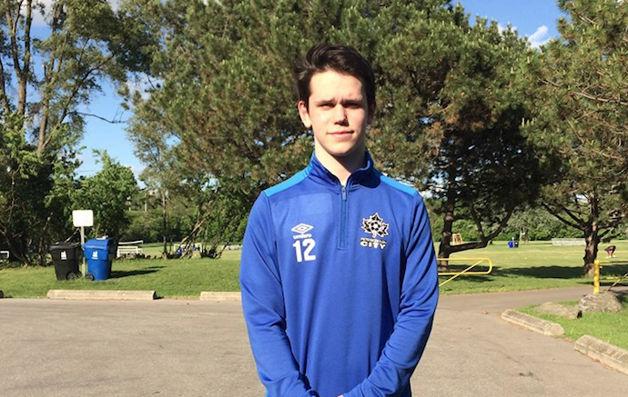 <p>FROM PRINCE EDWARD COUTY TO PETERBOROUGH- Local soccer standout Joey Monroe is playing for the Peterborough City U18 team this season. (Submitted photo) </p>
