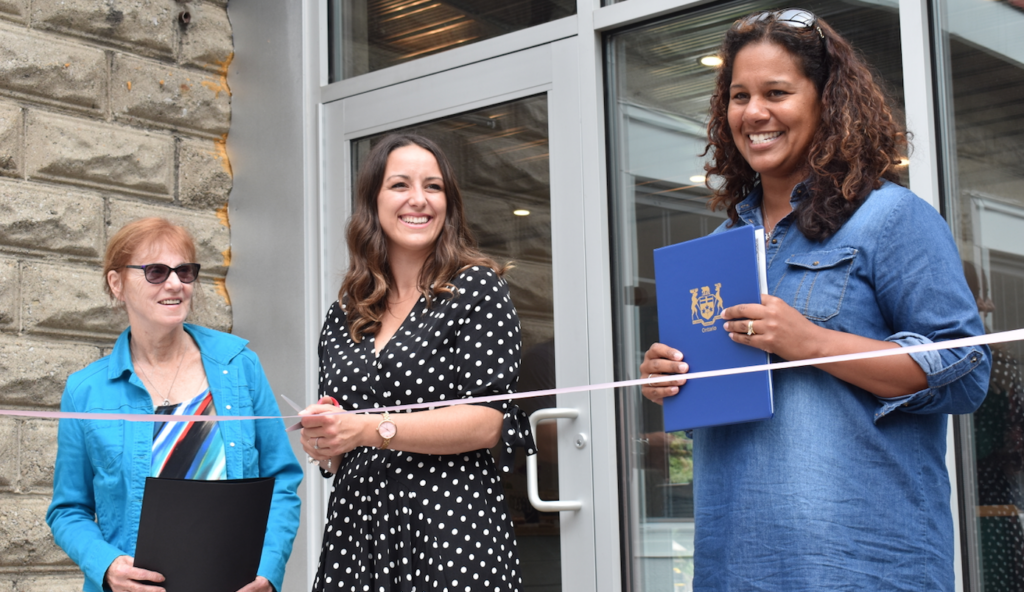 <p>NEW BEGINNINGS- Nicole Colterman is flanked by (Left) Acting Prince Edward County Mayor Dianne O’Brien and (Right) Tawnya Smith representing MPP Todd Smith at the opening of KC Closet in Bloomfield earlier this month. (Jason Parks/ Gazette Staff)</p>
