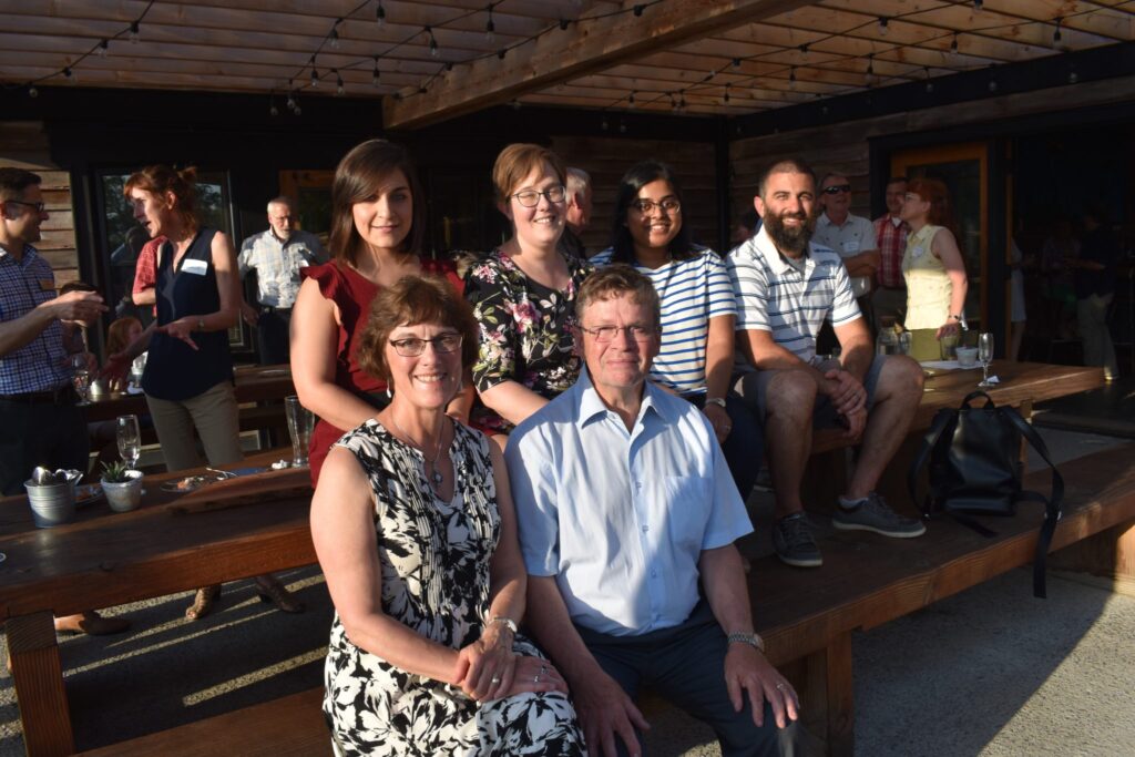 <p>MOVING IN, MOVING ON- (Back Row, L-R) New physicians Dr. Negine Nahiddi, Dr. Sarah LeBlanc, Dr. Laura Arul, Dr. Dane Chhatwal were welcomed to Prince Edward County while the efforts of Dr. Lois Russell and Dr. Cliff Rice were lauded Thursday evening at Parson’s Brewery. (Jason Parks/Gazette Staff) </p>
