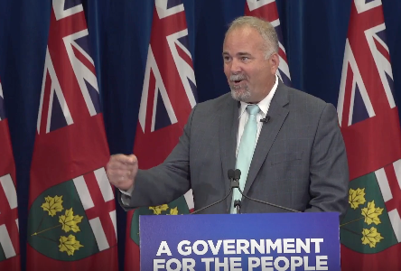 <p>Three priorities – Ontario government house leader and Bay of Quinte MPP Todd Smith announces the government plans to sit this summer to deal with the York University strike, cancelling cap-and-trade, and cancelling the White Pines Wind Project. (YouTube photo)</p>

