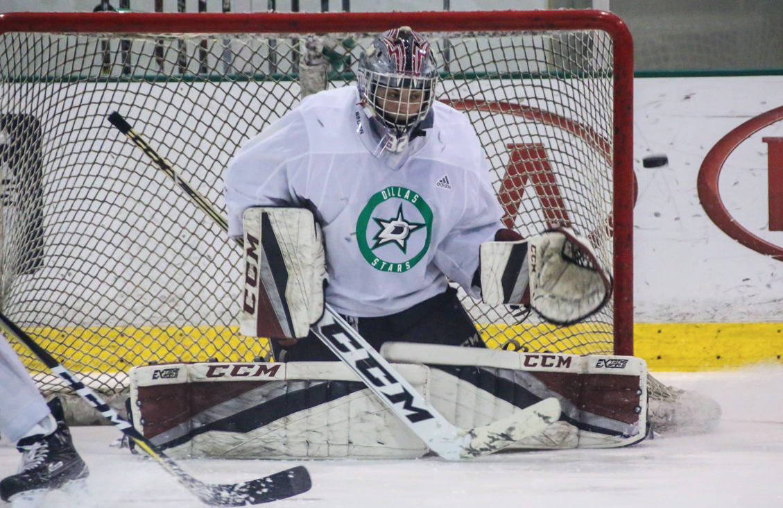 <p>BRIGHT STAR- Former Wellington Dukes netminder Anthony Popovich was in Texas last week to take part in the 2018 Dallas Stars prospect camp. (Amanda Spielberger/Shattered Lens Photography)</p>
