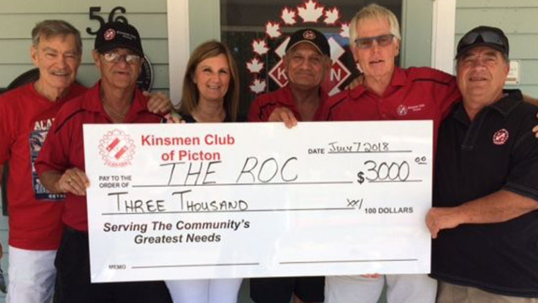 <p>Friends of youth – Members of the Kinsmen Club of Picton present a $3,000 donation to Recreation Outreach Centre executive director Darlene Thompson. The club has supported the local youth centre’s programming to the tune of $15,000 over the past seven years. (Submitted photo)</p>
