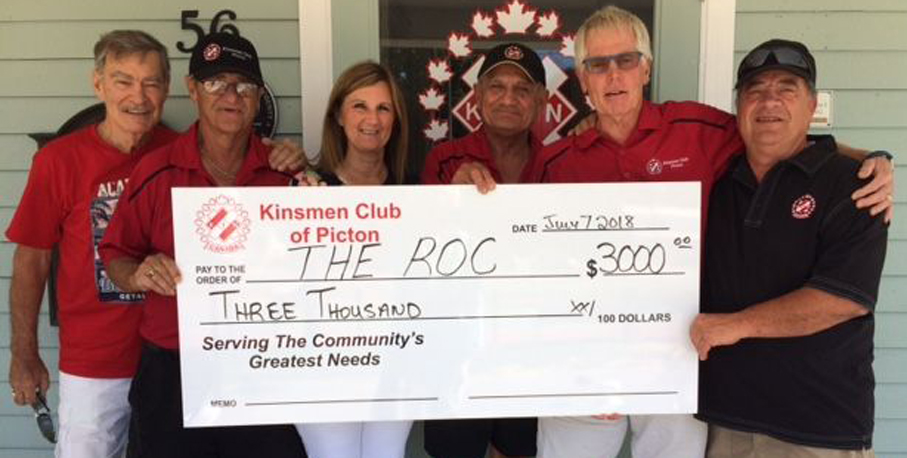 <p>Friends of youth &#8211; Members of the Kinsmen Club of Picton present a $3,000 donation to Recreation Outreach Centre executive director Darlene Thompson. The club has supported the local youth centre’s programming to the tune of $15,000 over the past seven years. (Submitted photo)</p>
