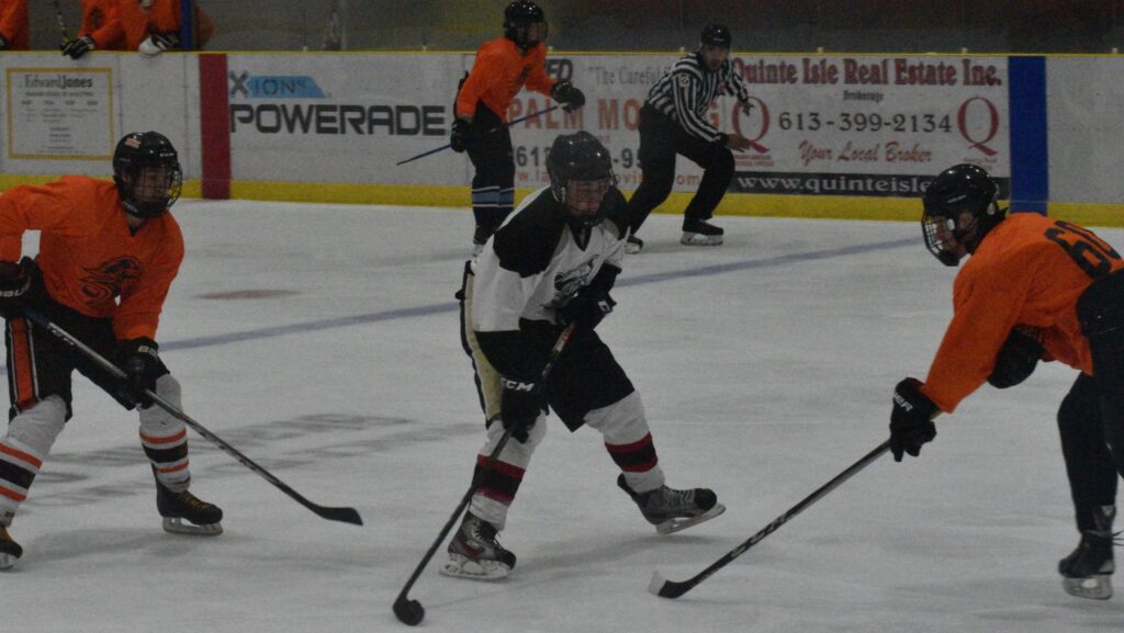 <p>SAILING ON- Picton Pirate forward Owen Dever tries to work through the North Kawartha Knights en route to the goal. Dever lit the lamp on Sunday at Lehigh Arena as his club downed the visiting Orr Division club 8-5. (Jason Parks/Gazette Staff)</p>
