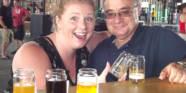 <p>Buds with suds – Katie Heath, of Picton, visited with Rich Kennedy of Cherry Hill, NJ as he sampled beer from Grain & Grit Beer Company of Hamilton during the True North Beer Festival Saturday. (Terry McNamee/For The Gazette)</p>
