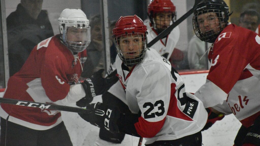<p>Picton Pirate Matt Poole had the game winning goal in overtime over host Ganaonque Sunday night. (Jason Parks/Gazette Staff)</p>
